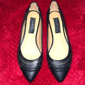 Black pointed toe flats